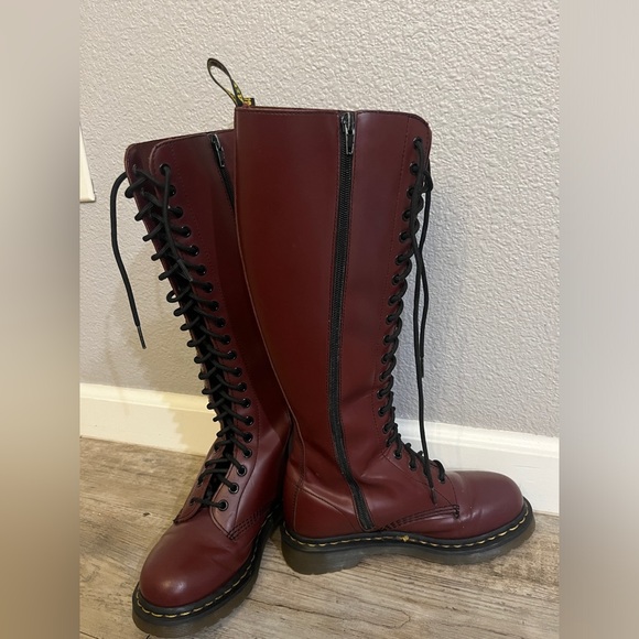 Dr Doc Martens Womens Size 5 Oxblood Red Leather Calf 20 Eyelet Boots - Picture 5 of 12